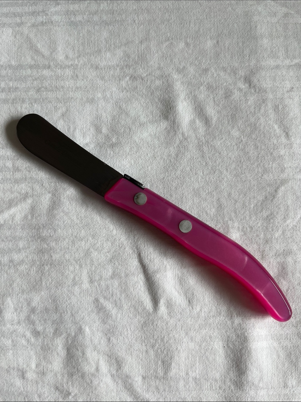 Vintage Laguiole Claude Delorme France Pink Stainless Steel Butter Knife